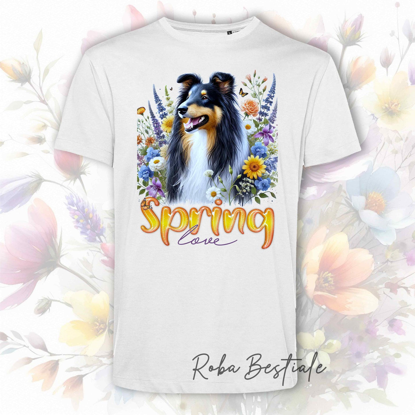 T-Shirt SPRING LOVE - SCOTTISH SHEEPDOG Tricolor
