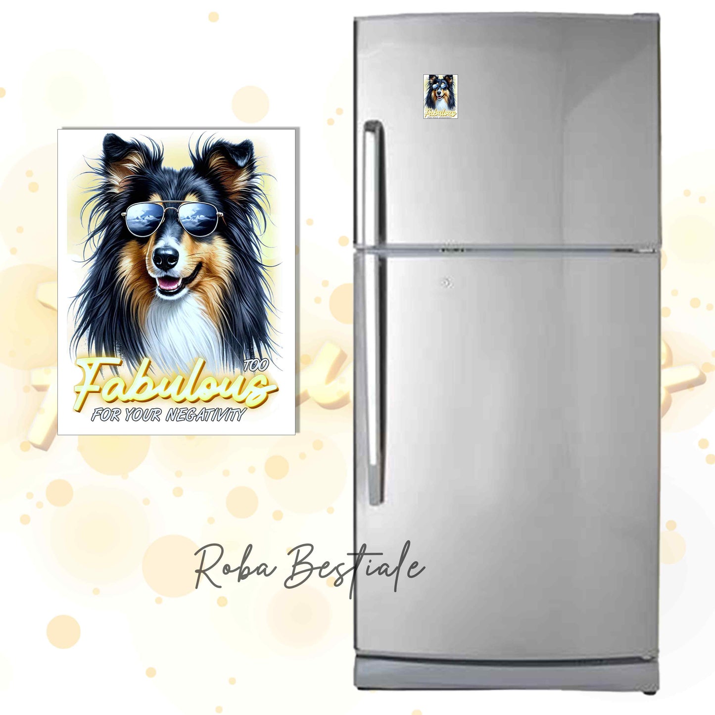 Calamita TOO FABULOUS - CANE DA PASTORE SCOZZESE a Pelo Lungo, Black Tricolor - in MDF