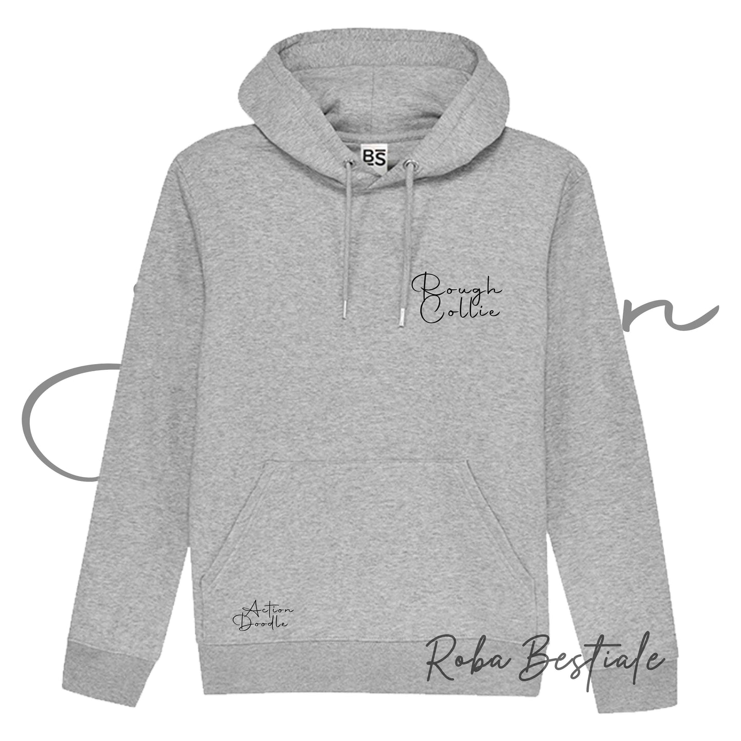 Felpa ACTION DOODLE - CANE DA PASTORE SCOZZESE a Pelo Lungo 1 - Unisex - Grigia - dalla XS alla 3XL