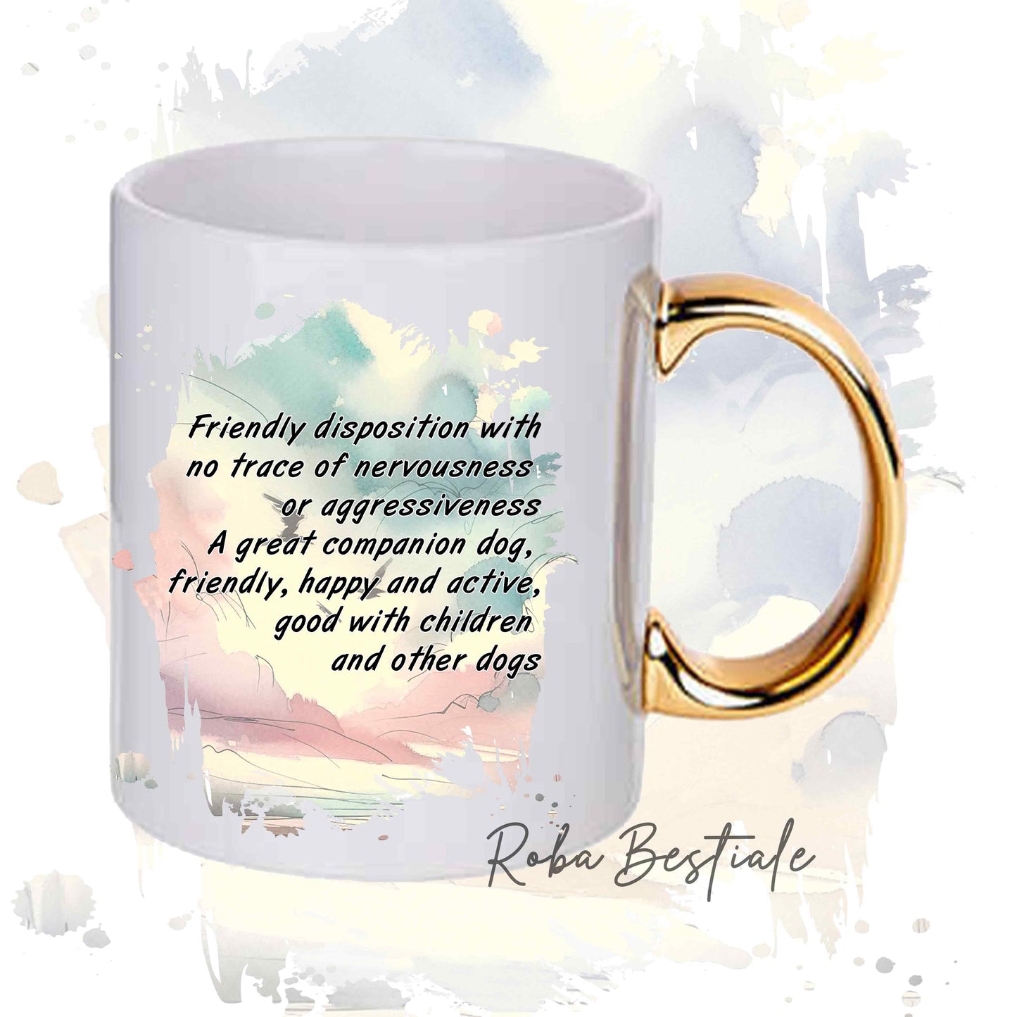 Tazza BEHAVIOR - CANE DA PASTORE SCOZZESE a Pelo Lungo - Fulvo Zibellino - Standard FCI - In Ceramica, con manico dorato - 330 ml