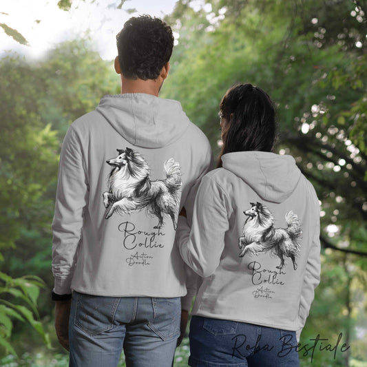 Felpa ACTION DOODLE - CANE DA PASTORE SCOZZESE a Pelo Lungo 1 - Unisex - Grigia - dalla XS alla 3XL