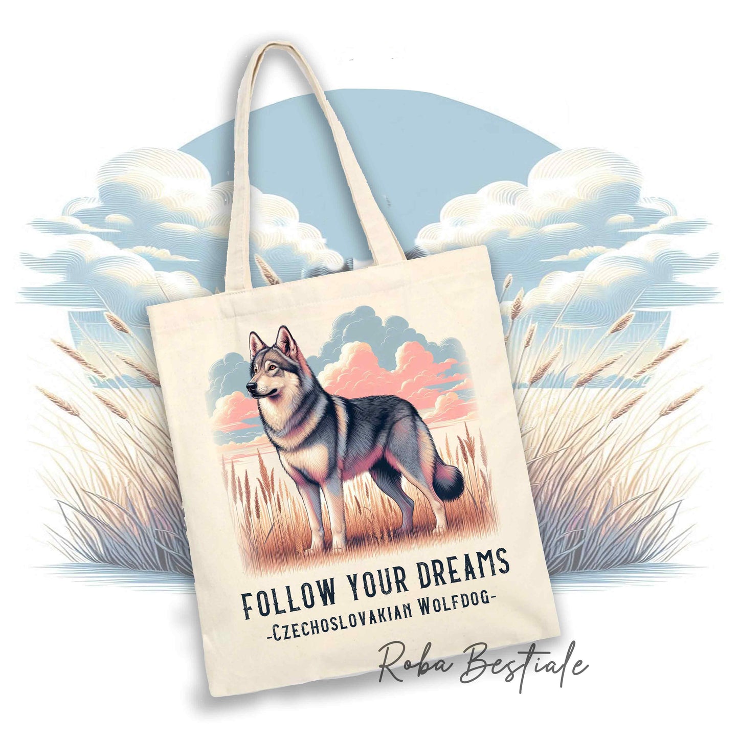 Shopper QUOTES "DREAM" - CANE LUPO CECOSLOVACCO - Diversi colori disponibili, 100% Cotone
