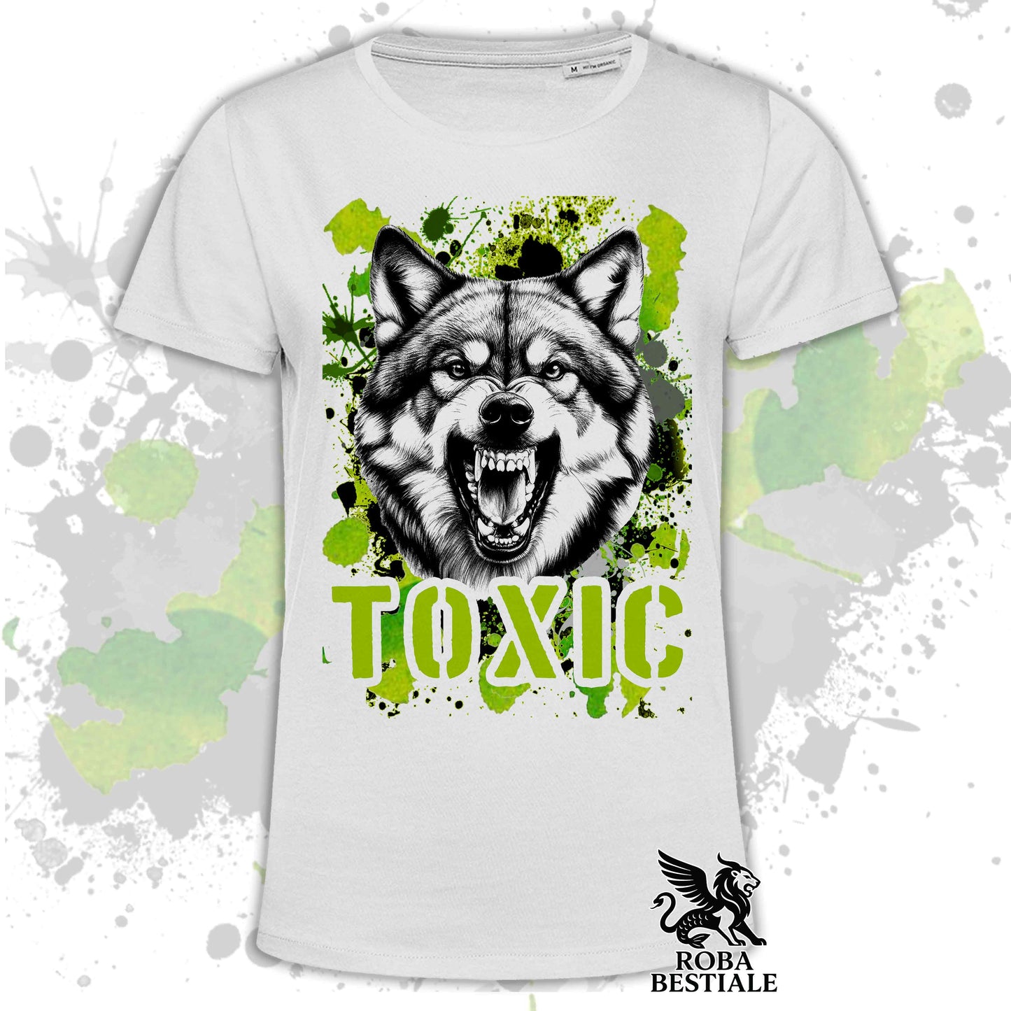 T-Shirt TOXIC - CANE LUPO CECOSLOVACCO - Bianca o Beige, da Uomo o da Donna - dalla XS alla 5XL