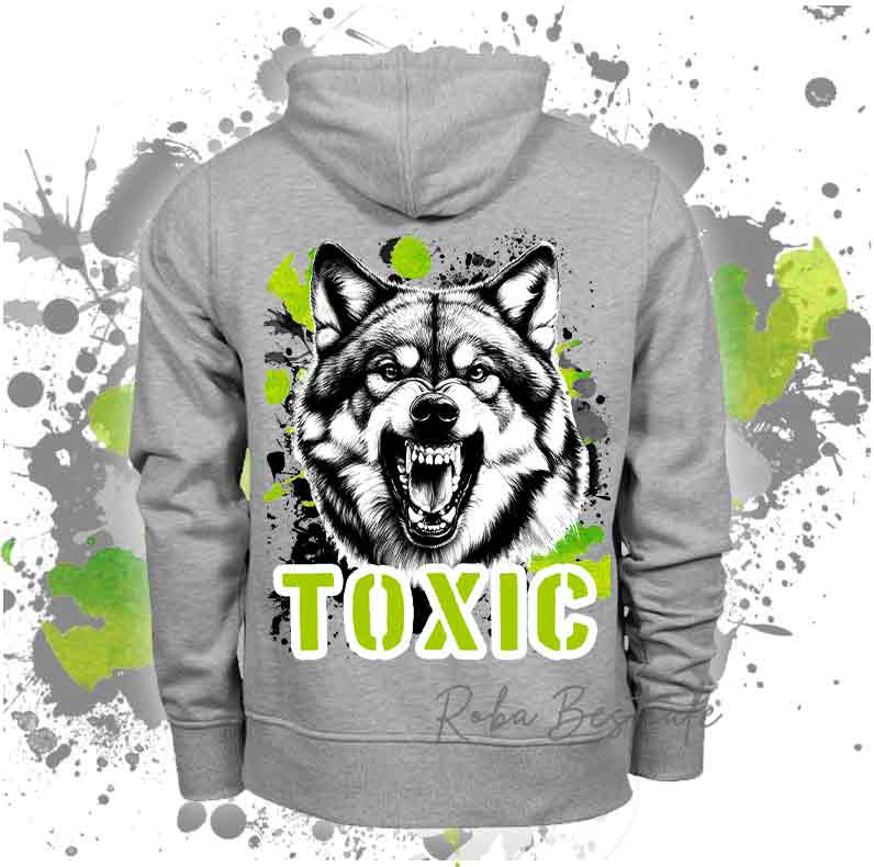 Felpa TOXIC - CANE LUPO CECOSLOVACCO - Unisex - Grigia - dalla XS alla 3XL
