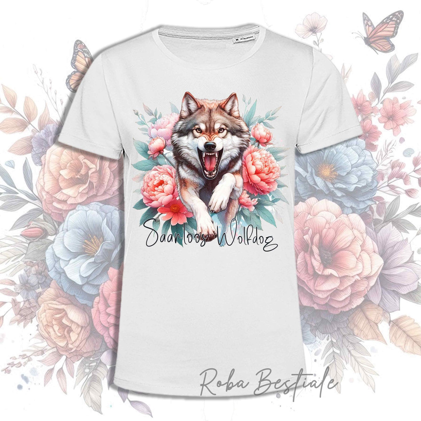 T-Shirt PEONY - CANE LUPO DI SAARLOOS - Bianca, Uomo o Donna - dalla XS alla 5XL