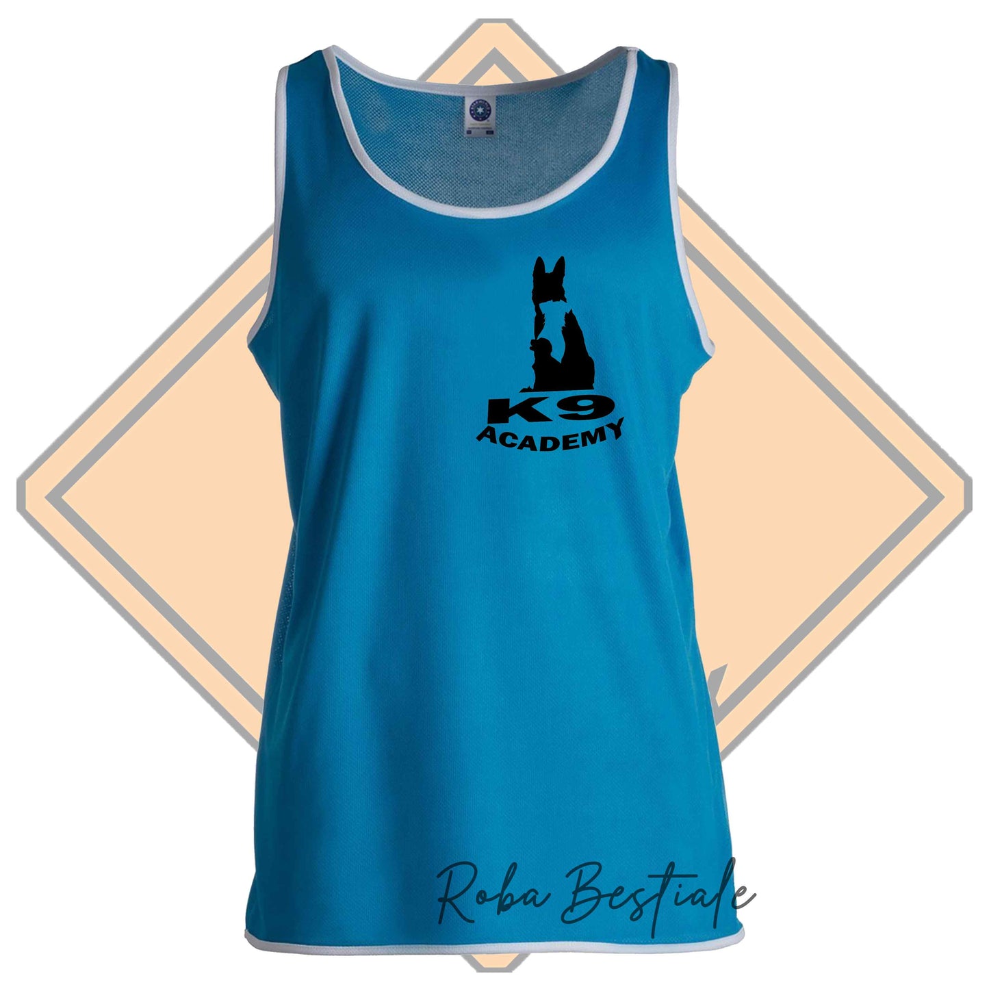 Canotta Sport K9 ACADEMY - AZZURRA, 100% Poliestere - Donna - dalla XS alla 2XL