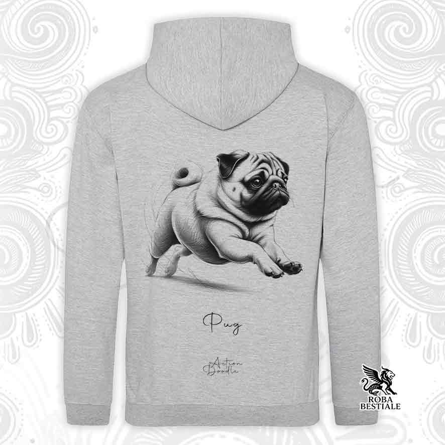 Felpa ACTION DOODLE - CARLINO Fulvo - Con Cappuccio e Tasconi, diversi colori, Unisex - dalla XS alla 3XL