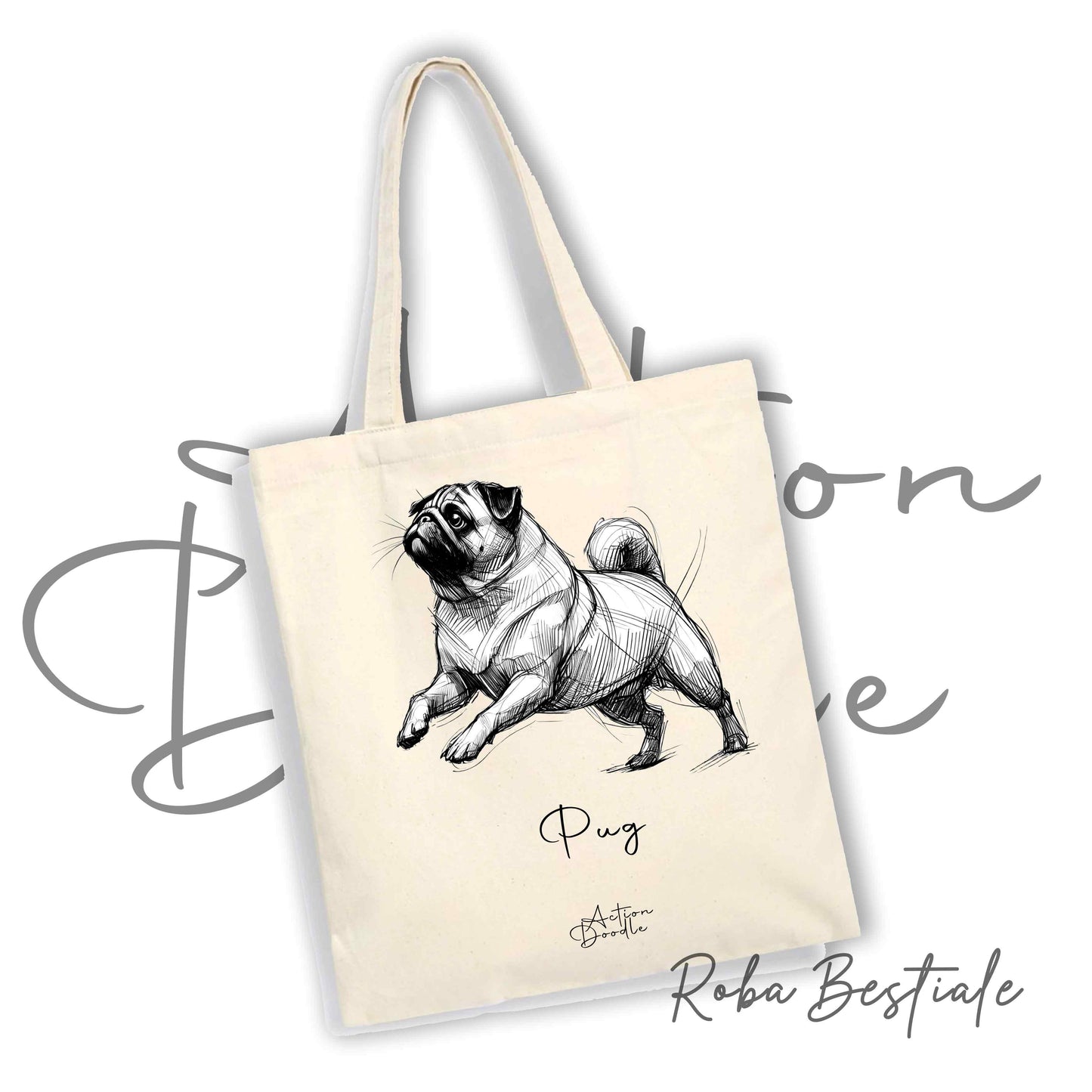 Shopper ACTION DOODLE - CARLINO 1 - Diversi colori disponibili, 100% Cotone