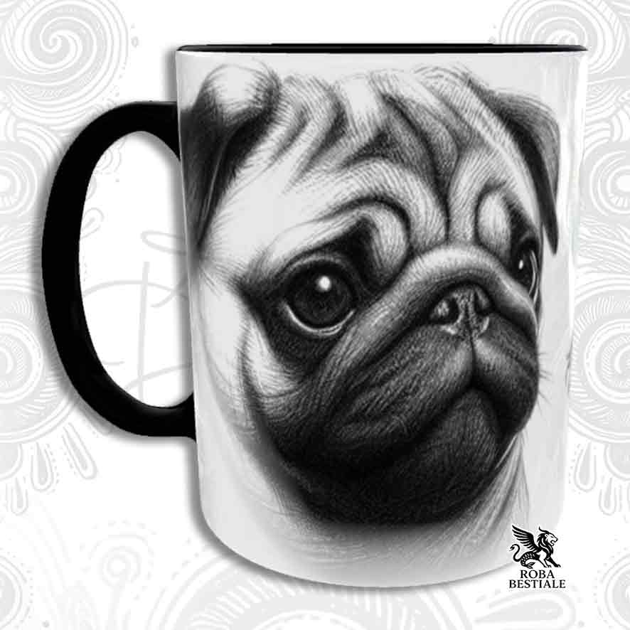 Tasse ACTION DOODLE - CARLIN Fauve - En céramique, avec anse et intérieur colorés - 330 ml