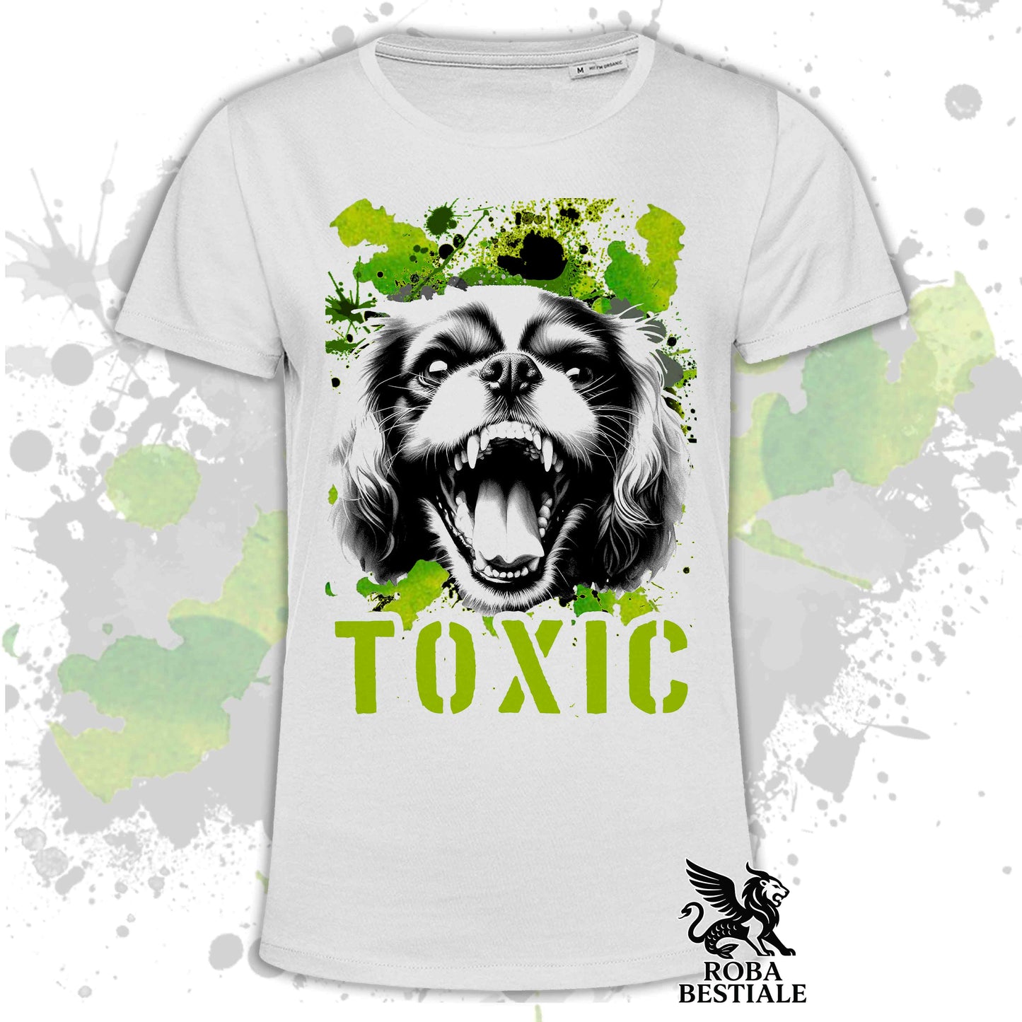 T-Shirt TOXIC - CAVALIER KING CHARLES SPANIEL - Bianca o Beige, da Uomo o da Donna - dalla XS alla 5XL