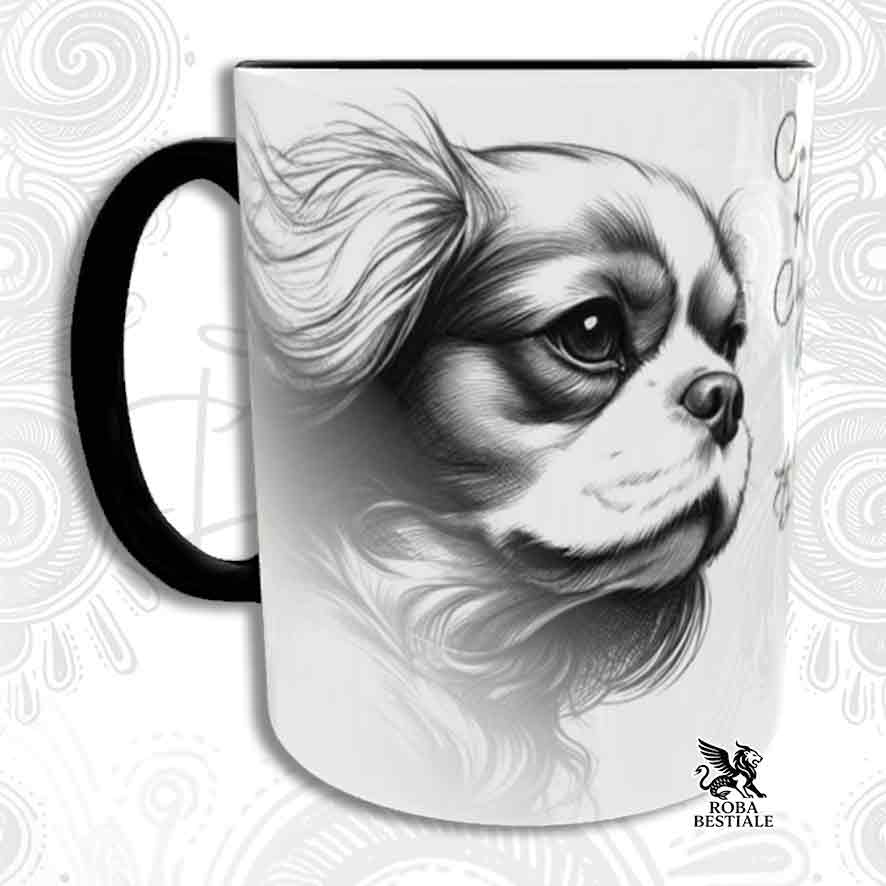 Tazza ACTION DOODLE - CAVALIER KING CHARLES SPANIEL Blenheim - In Ceramica, con manico e interno colorato - 330 mlml