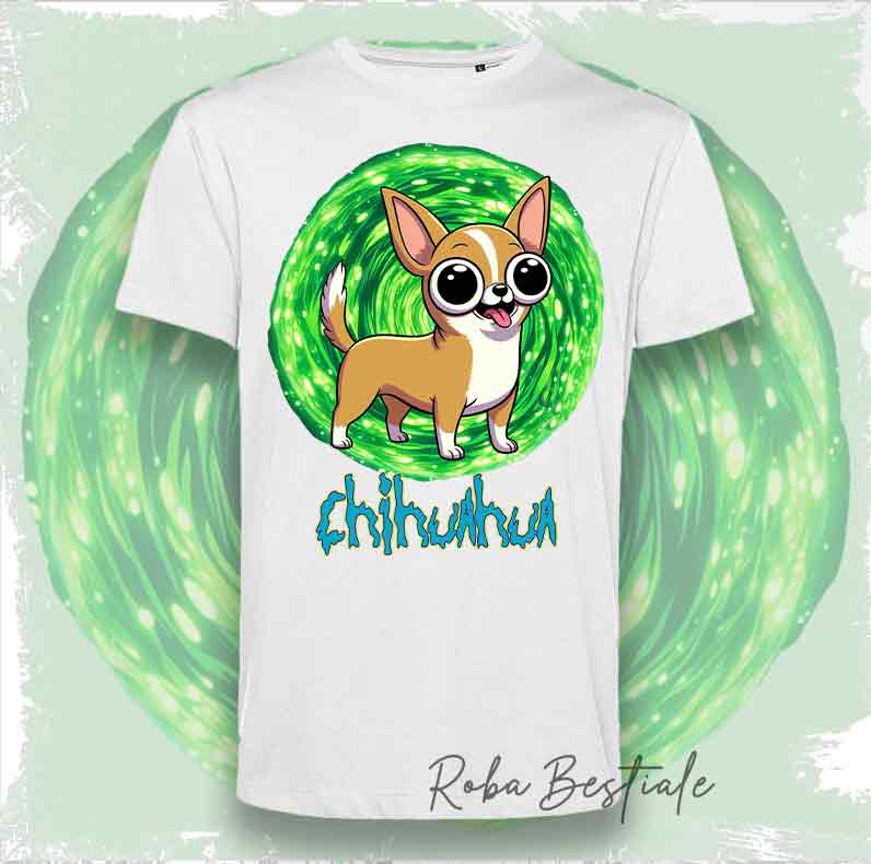 RICK & MORTY T-Shirt - Short Haired CHIHUAHUA White Orange