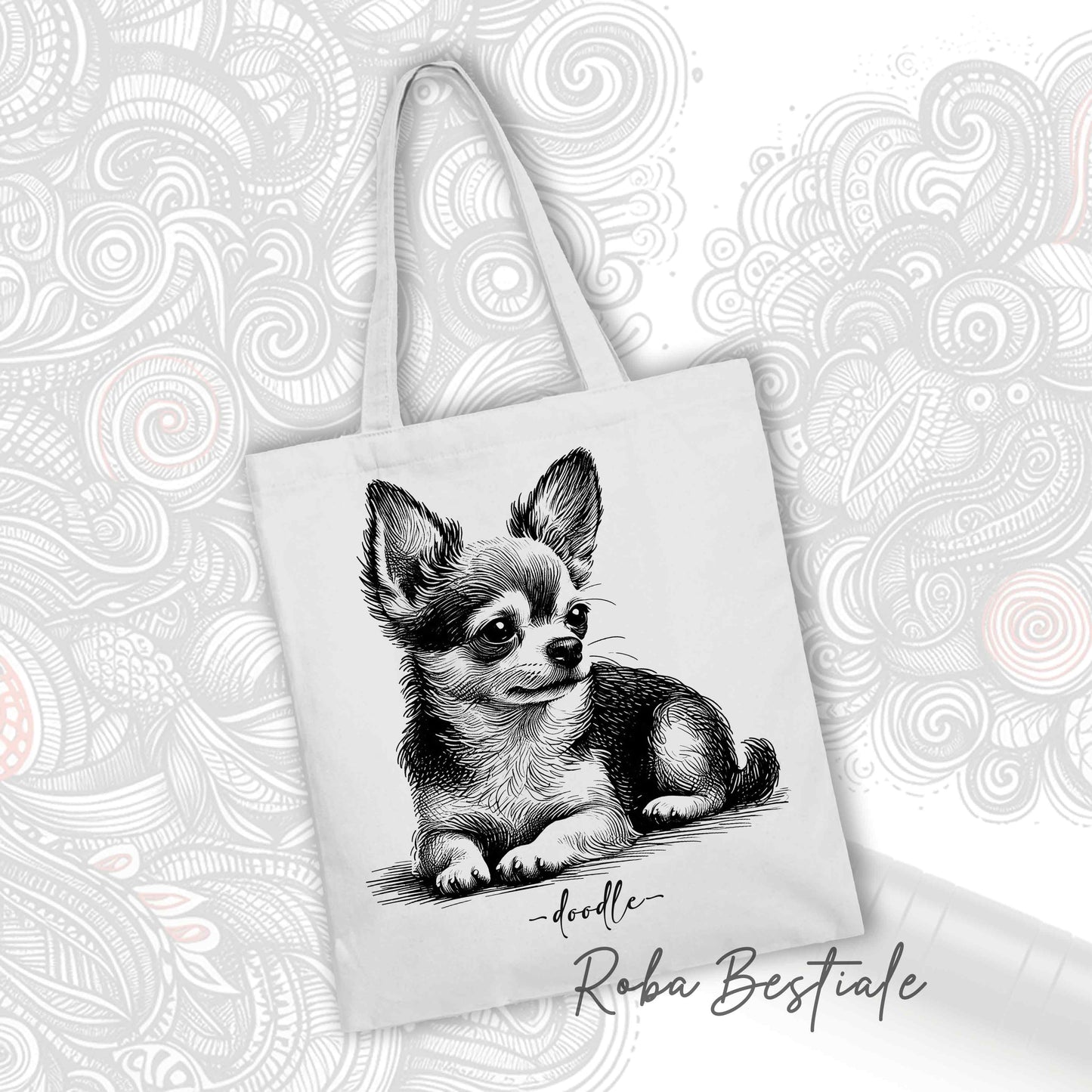 DOODLE Elegance Shopper - Short-Haired CHIHUAHUA - Various Colors Available, 100% Cotton