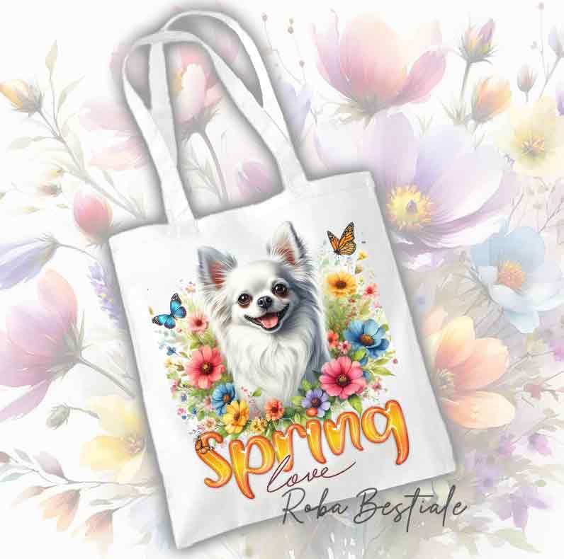 Shopper SPRING LOVE - Long Haired CHIHUAHUA - White