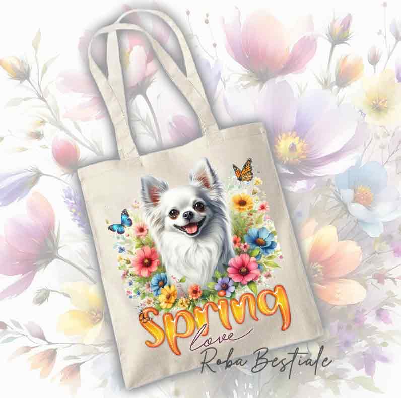 Shopper SPRING LOVE - Long Haired CHIHUAHUA - White