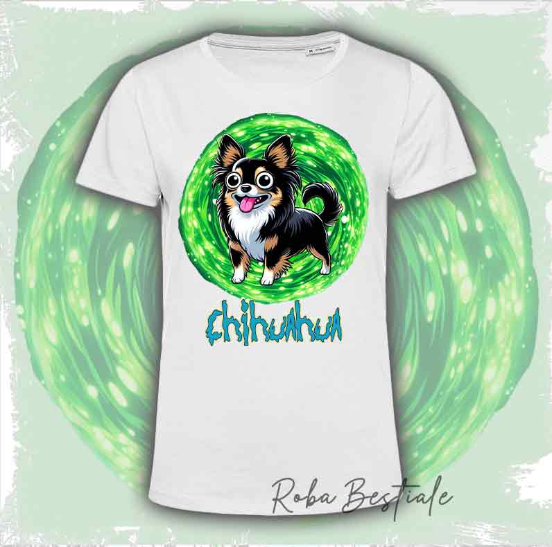 RICK & MORTY - CHIHUAHUA Long Hair Black Tricolor T-Shirt