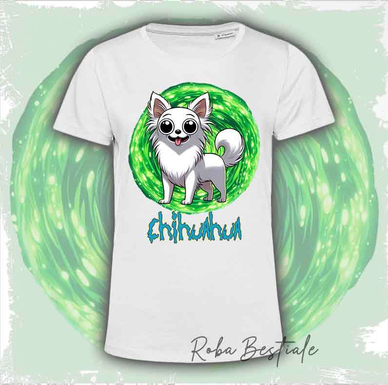 RICK & MORTY T-Shirt - Long Haired CHIHUAHUA White