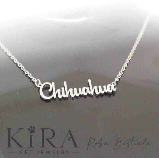 Collana KIRA PET JEWERLY - CHIHUAHUA - In Acciaio Inox con catenella a maglia fine