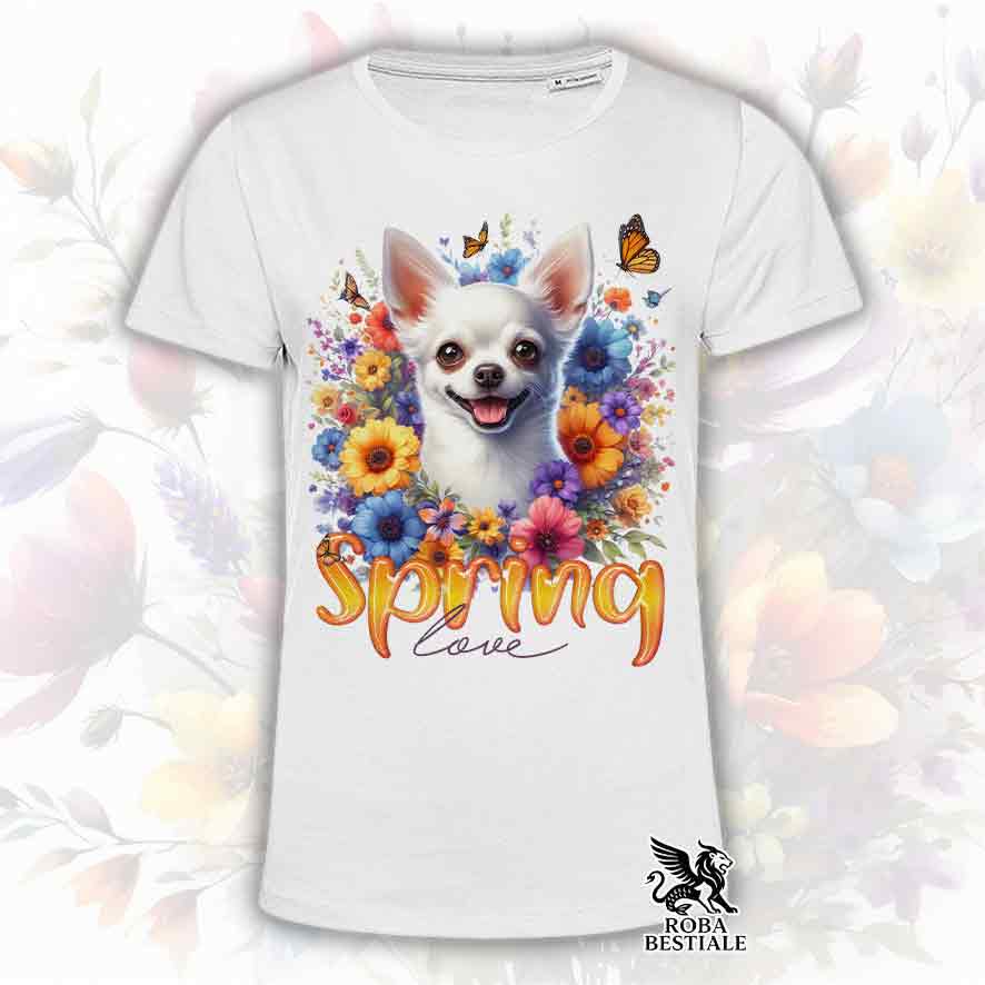 SPRING LOVE T-Shirt - White Short Haired CHIHUAHUA