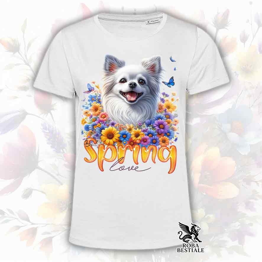 SPRING LOVE T-Shirt - Long Haired CHIHUAHUA White