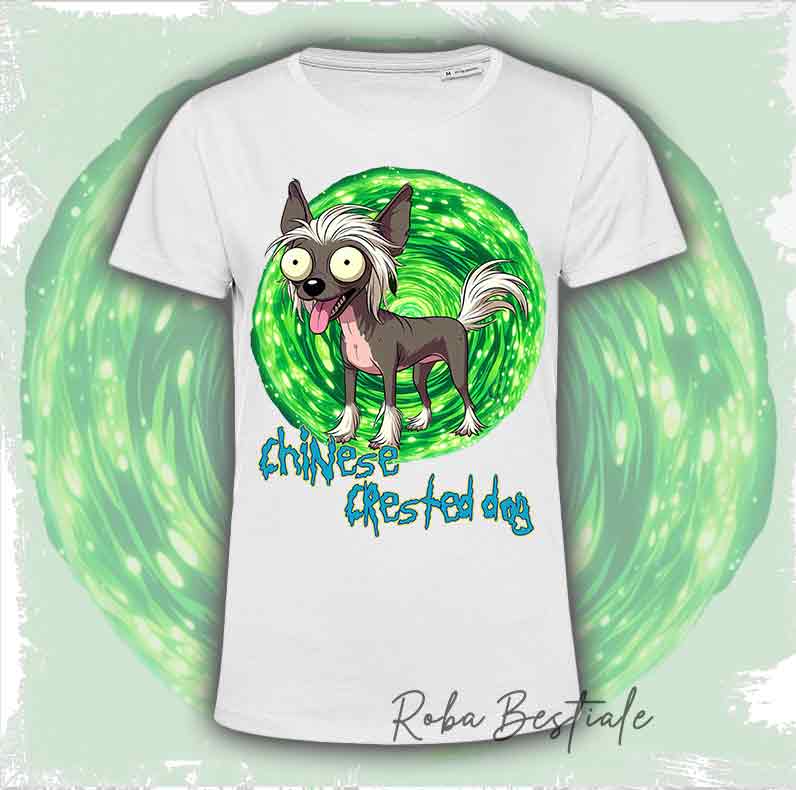 RICK & MORTY - CHINESE CRESTED DOG Hairless Gray T-Shirt