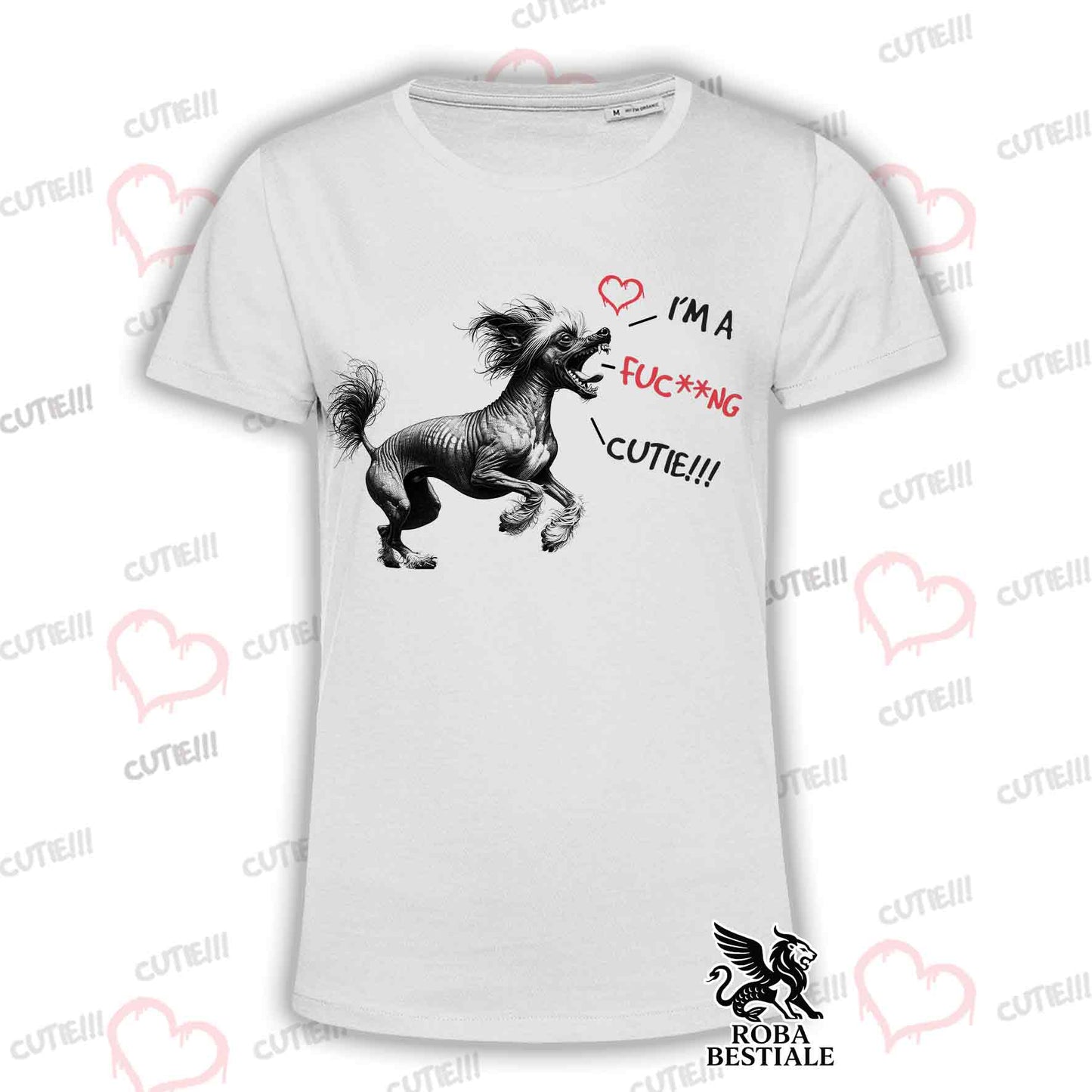 CUTIE T-Shirt - CHINESE CRESTED DOG Hairless - White or Beige, for Men or Women - from XS to 5XL