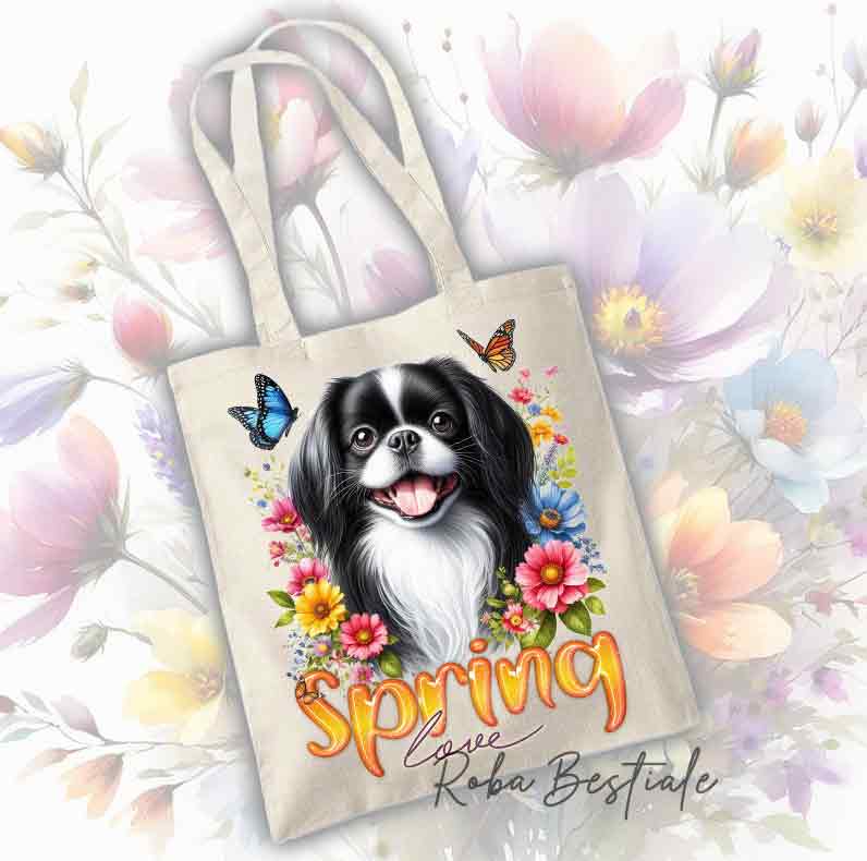 Shopper SPRING LOVE - JAPANESE CHIN Black & White