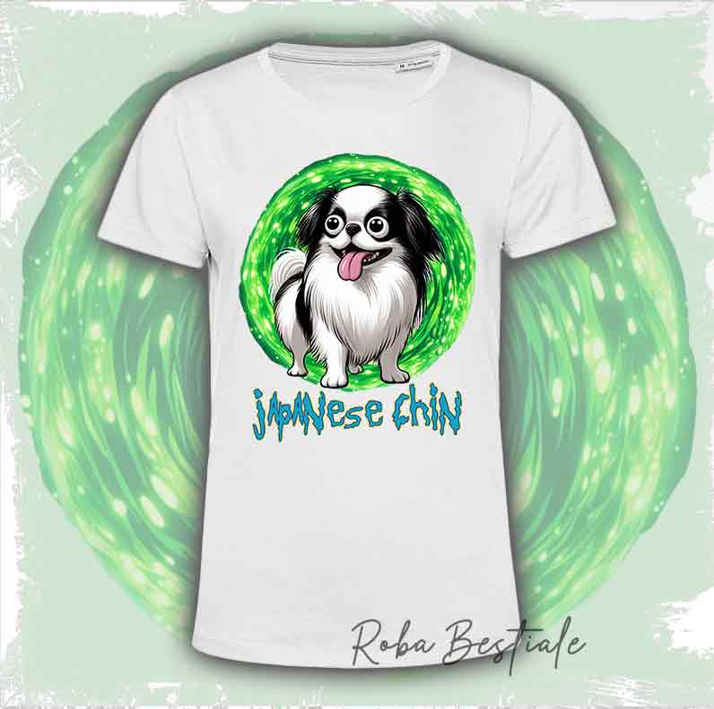 T-Shirt RICK & MORTY - CHIN GIAPPONESE Bianco e Nero