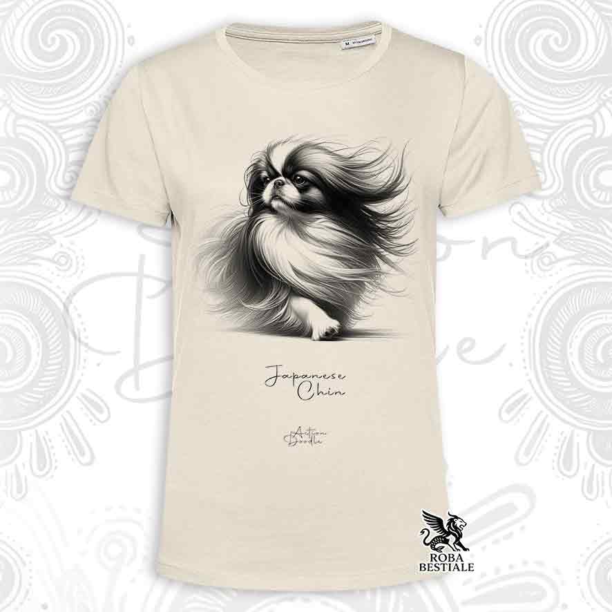 T-Shirt ACTION DOODLE - CHIN GIAPPONESE - Bianca o Beige, da Uomo o da Donna - dalla XS alla 5XL