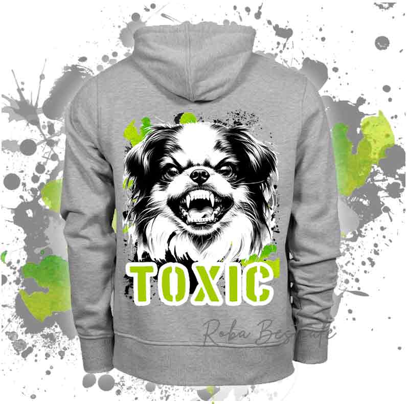 Felpa Invernale TOXIC - CHIN GIAPPONESE - Con Cappuccio, Unisex - Grigia - dalla XS alla 3XL