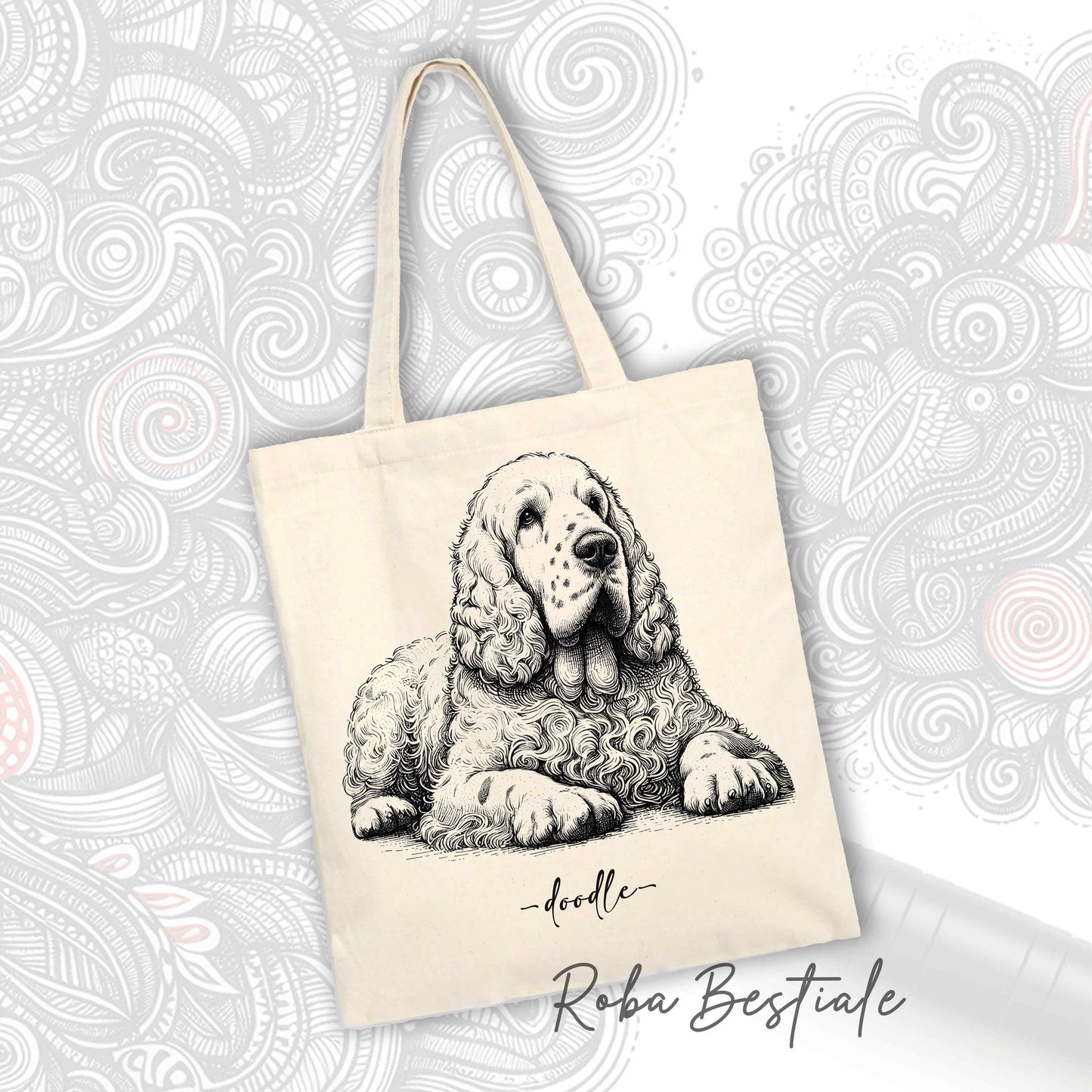 Shopper Doodle - Clumber Spaniel - Various colors available, 100% Cotton