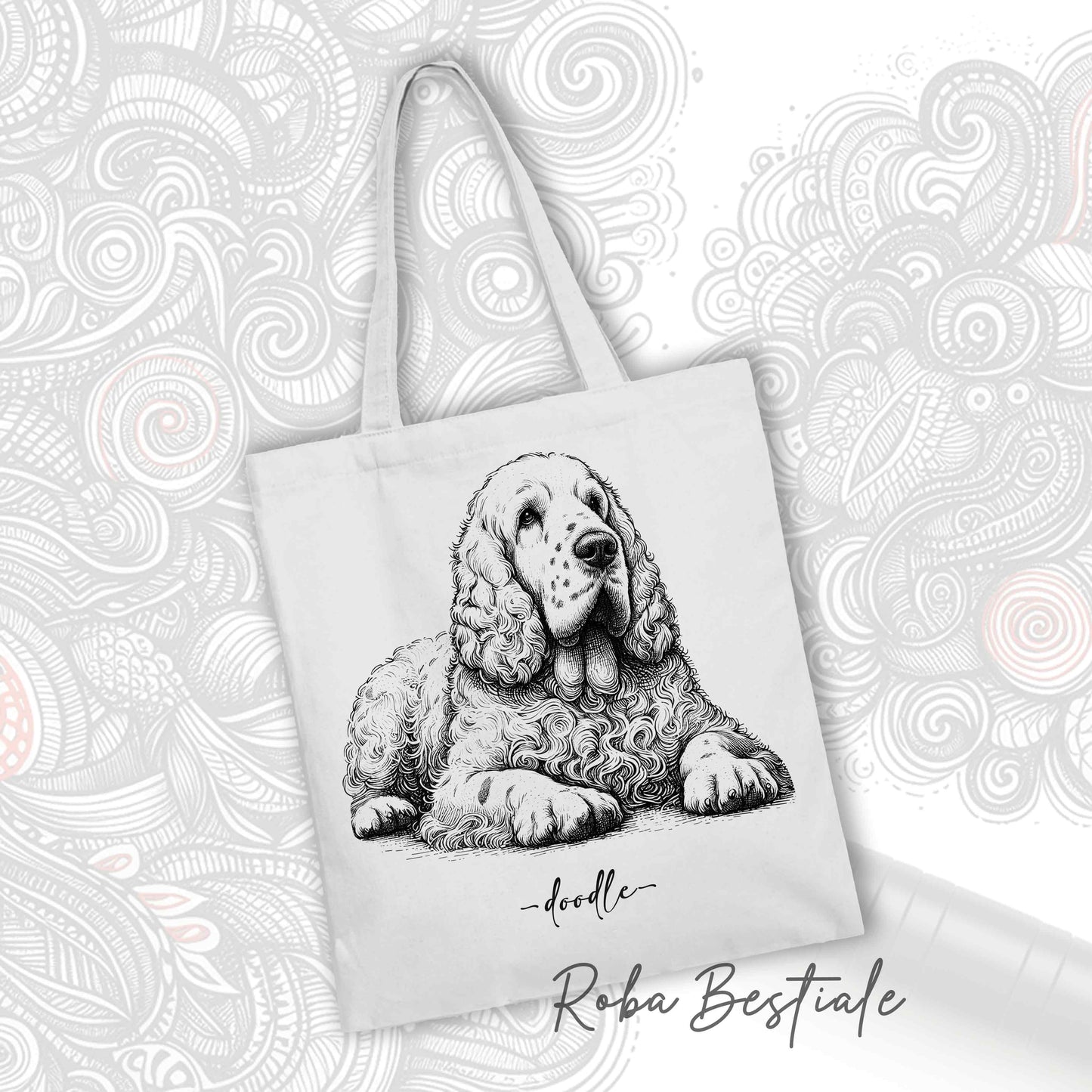 Shopper Doodle - Clumber Spaniel - Various colors available, 100% Cotton