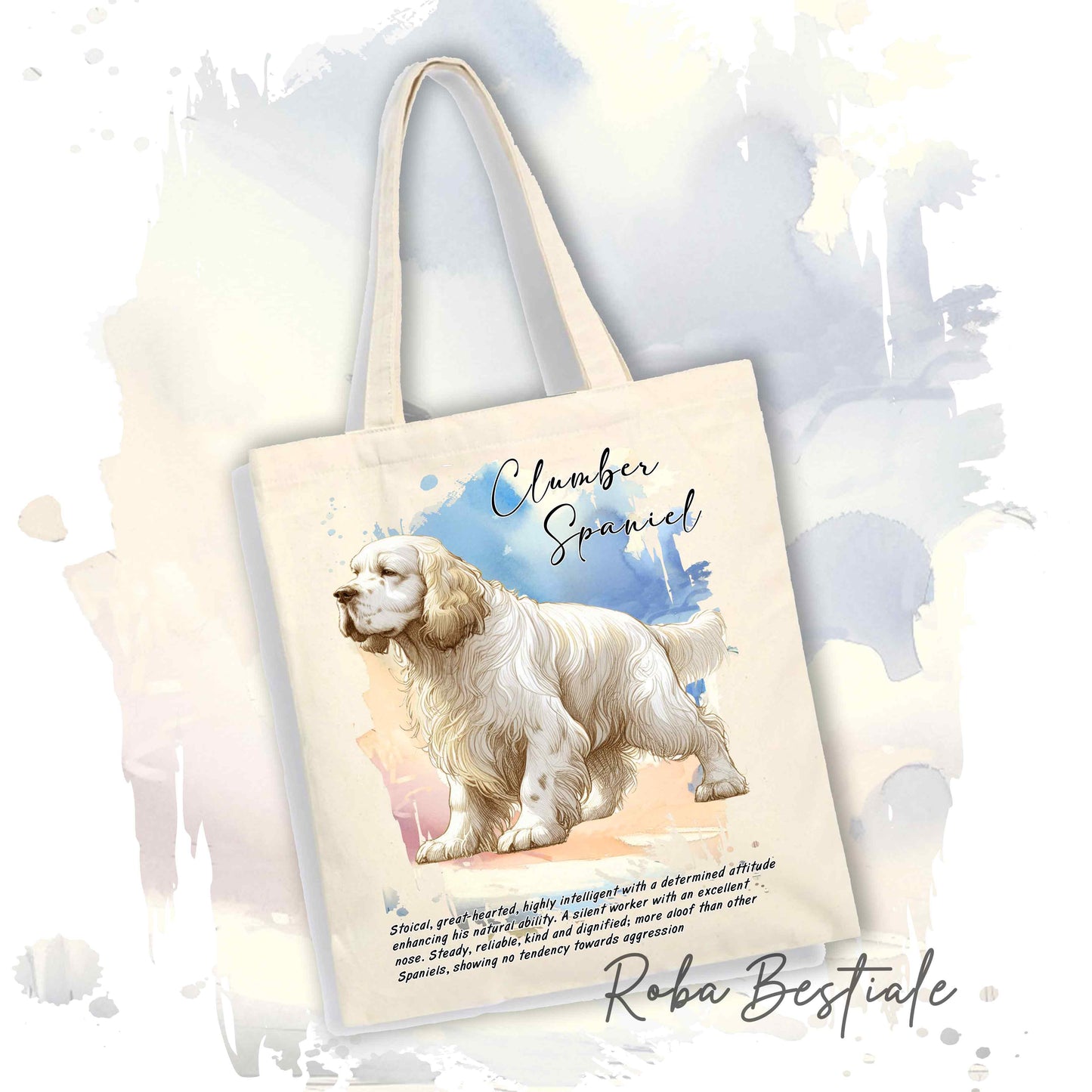 Shopper BEHAVIOR - CLUMBER SPANIEL - Diversi colori disponibili, 100% Cotone