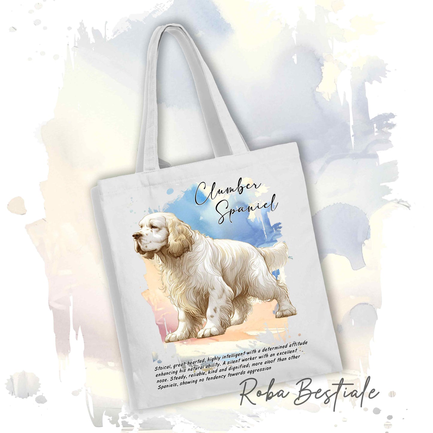 Shopper BEHAVIOR - CLUMBER SPANIEL - Diversi colori disponibili, 100% Cotone