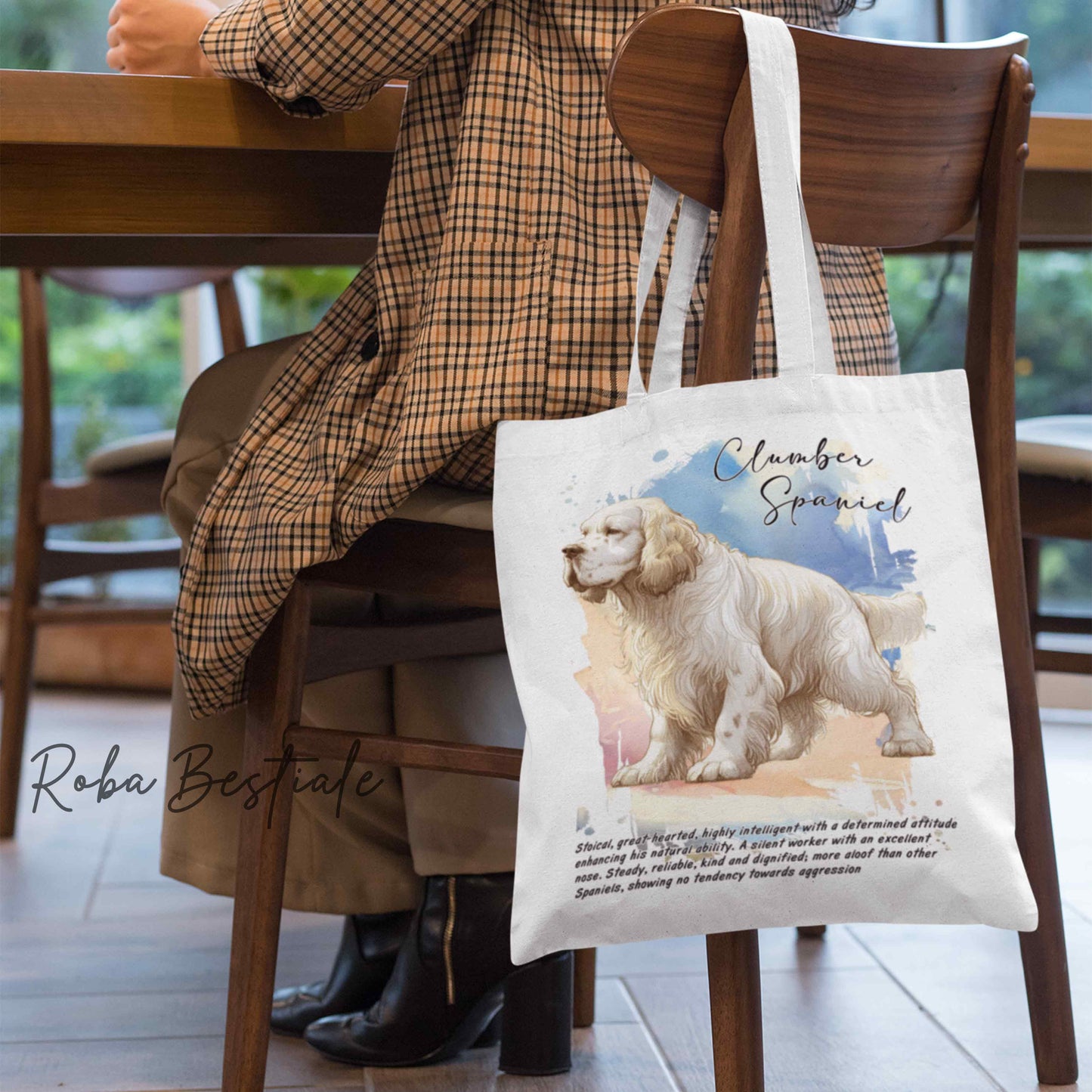 Shopper BEHAVIOR - CLUMBER SPANIEL - Diversi colori disponibili, 100% Cotone