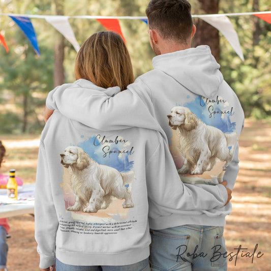 Felpa Invernale BEHAVIOR - CLUMBER SPANIEL - Standard FCI - Con Cappuccio, Unisex - Grigia - dalla XS alla 3XL