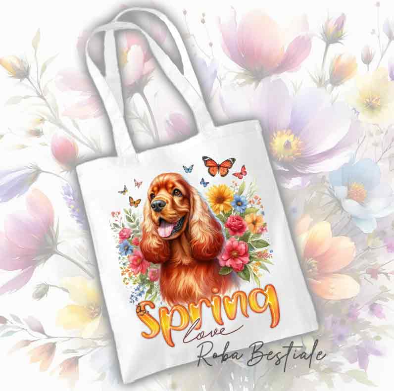 Shopper SPRING LOVE - COCKER SPANIEL INGLESE Rosso