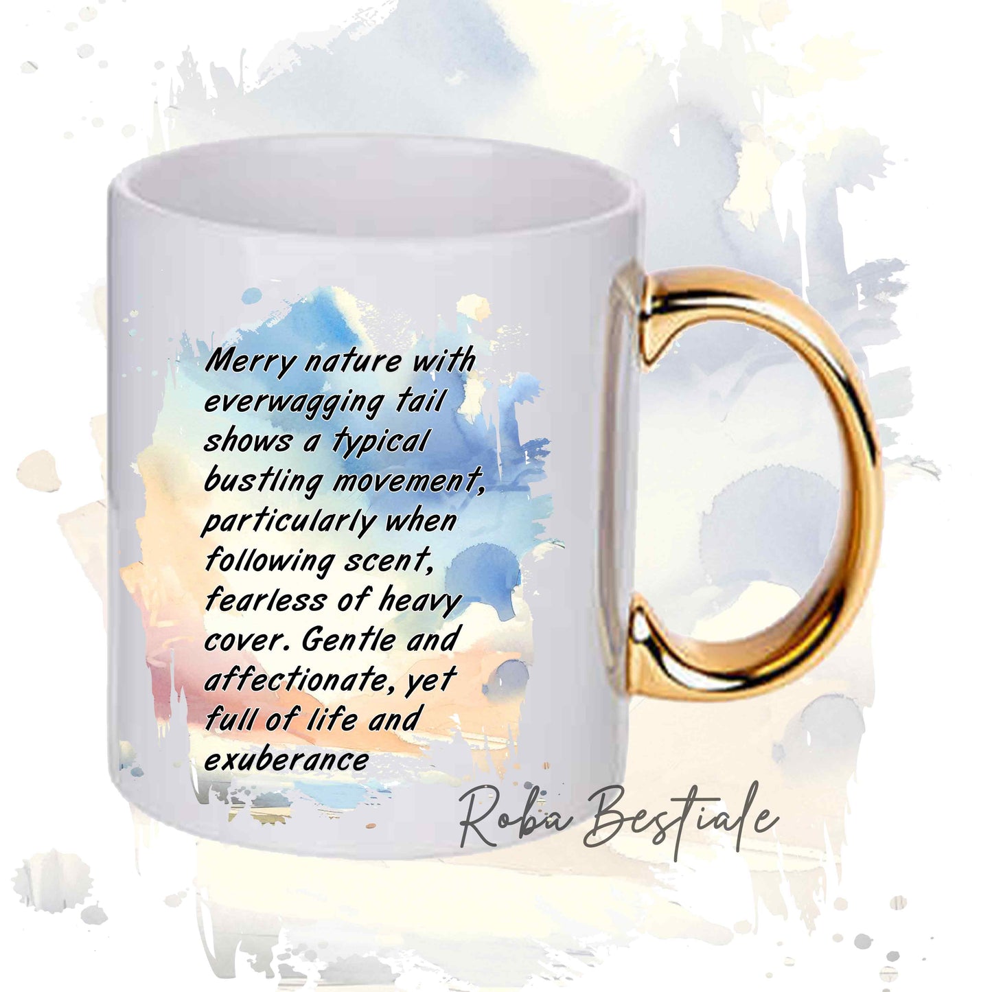 Tazza BEHAVIOR - COCKER SPANIEL INGLESE Arancio e Bianco - In Ceramica, con manico dorato - 330 ml