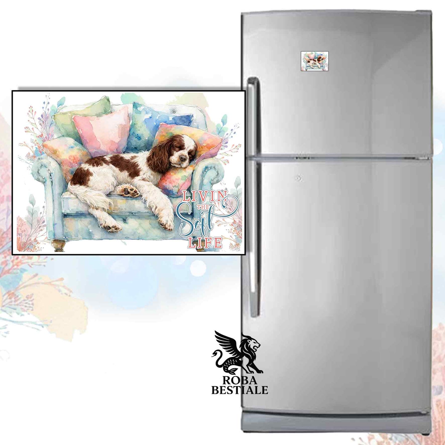 Calamita SOFT LIFE - COCKER SPANIEL INGLESE Bianco e Fegato - in MDF - 7x5 cm