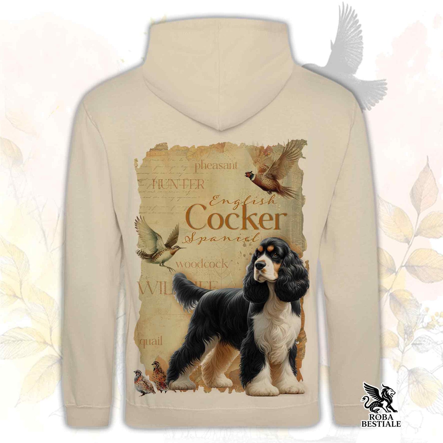 Felpa FIELD LEGACY - COCKER SPANIEL INGLESE Black Tricolor - Con Cappuccio e Tasconi, Unisex - dalla XS alla 3XL
