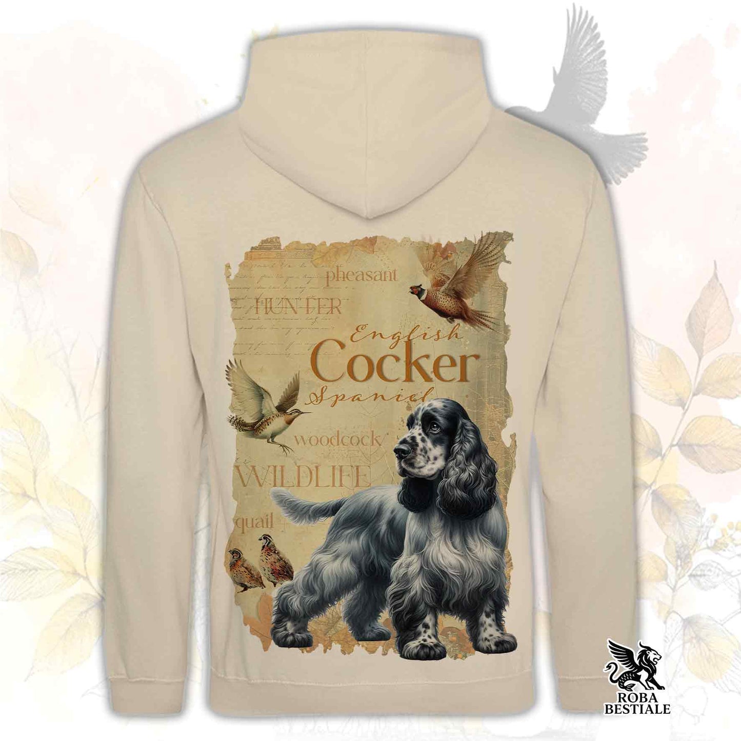 Felpa FIELD LEGACY - COCKER SPANIEL INGLESE Blue Roano - Con Cappuccio e Tasconi, Unisex - dalla XS alla 3XL