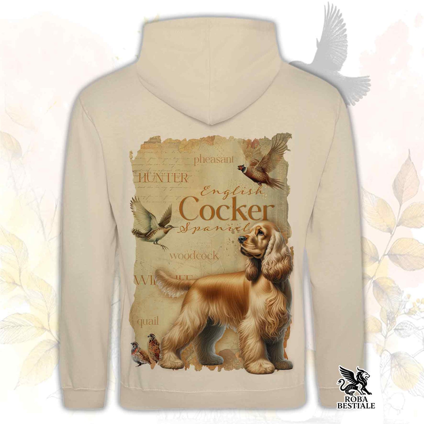 Felpa FIELD LEGACY - COCKER SPANIEL INGLESE Dorato - Con Cappuccio e Tasconi, Unisex - dalla XS alla 3XL