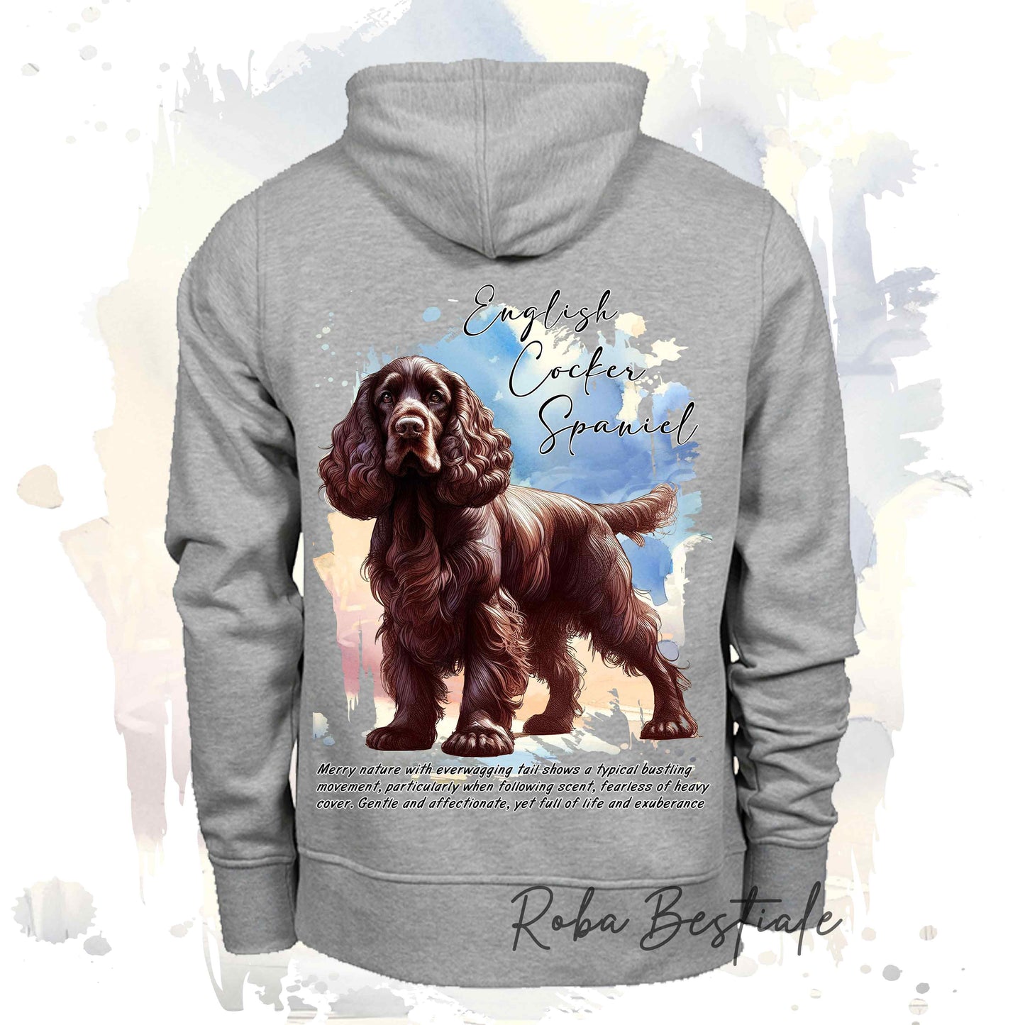 Felpa BEHAVIOR - COCKER SPANIEL INGLESE Fegato - Standard FCI - Unisex - Grigia - dalla XS alla 3XL