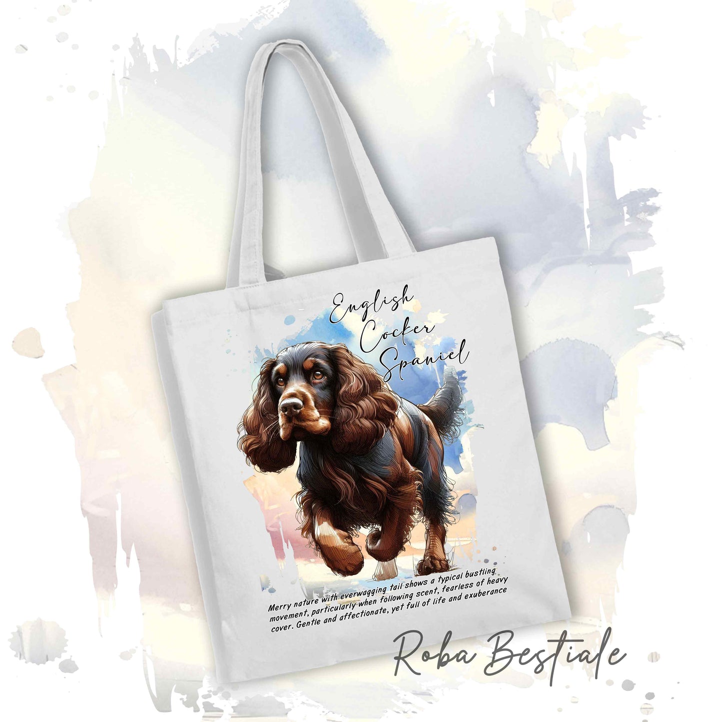 Shopper BEHAVIOR - COCKER SPANIEL INGLESE Fegato Focato - Diversi colori disponibili, 100% Cotone