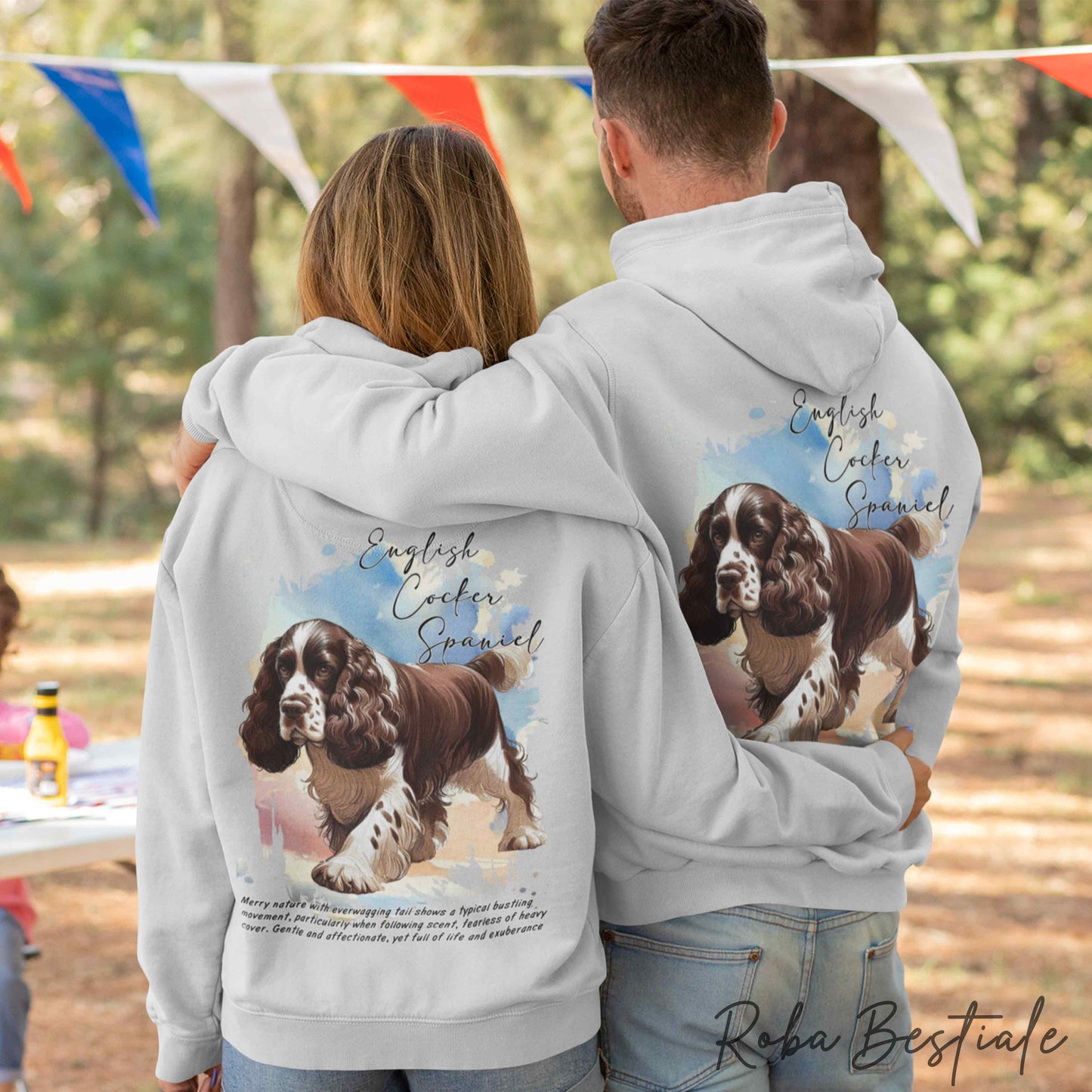Felpa BEHAVIOR - COCKER SPANIEL INGLESE Fegato e Bianco - Standard FCI - Unisex - Grigia - dalla XS alla 3XL