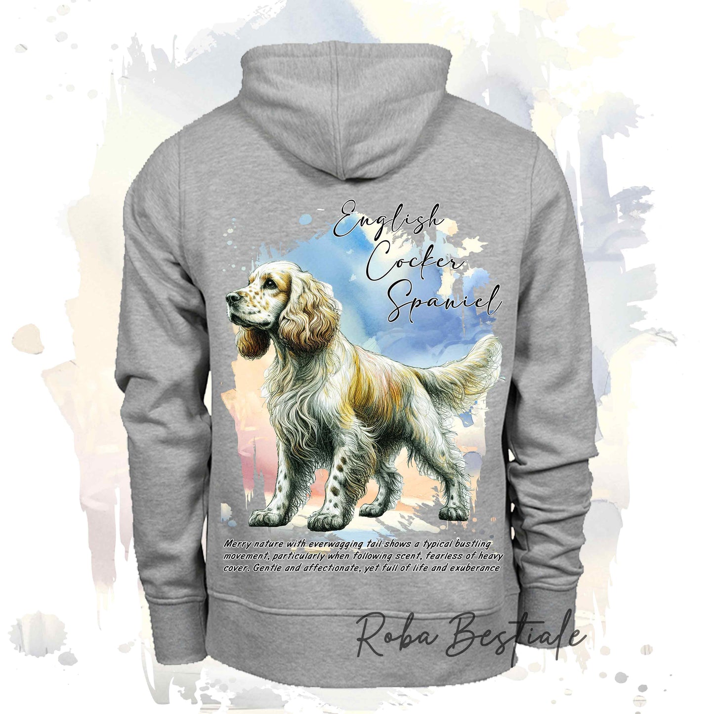 Felpa BEHAVIOR - COCKER SPANIEL INGLESE Limone Roano - Standard FCI - Unisex - Grigia - dalla XS alla 3XL