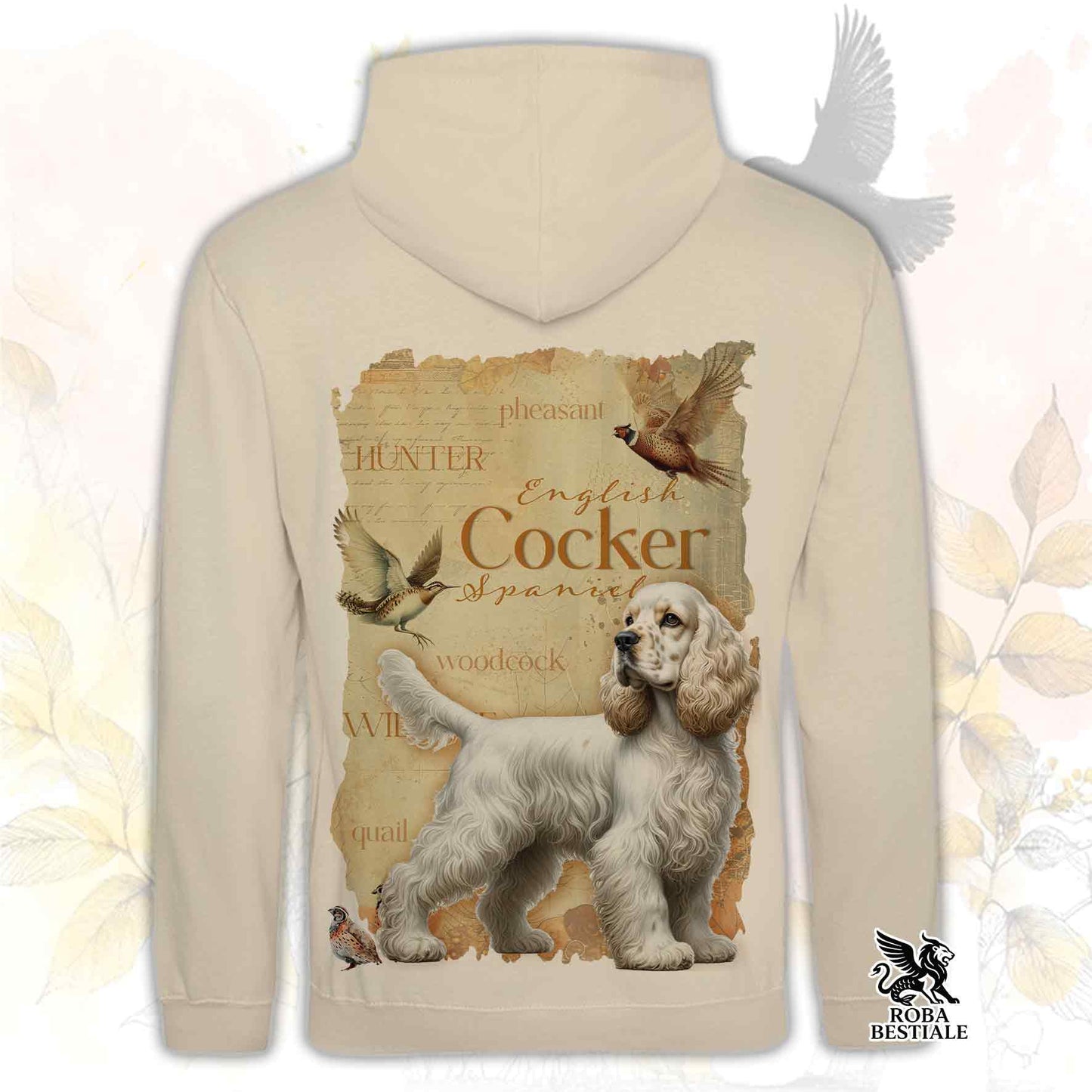 Felpa FIELD LEGACY - COCKER SPANIEL INGLESE Limone Roano - Con Cappuccio e Tasconi, Unisex - dalla XS alla 3XL