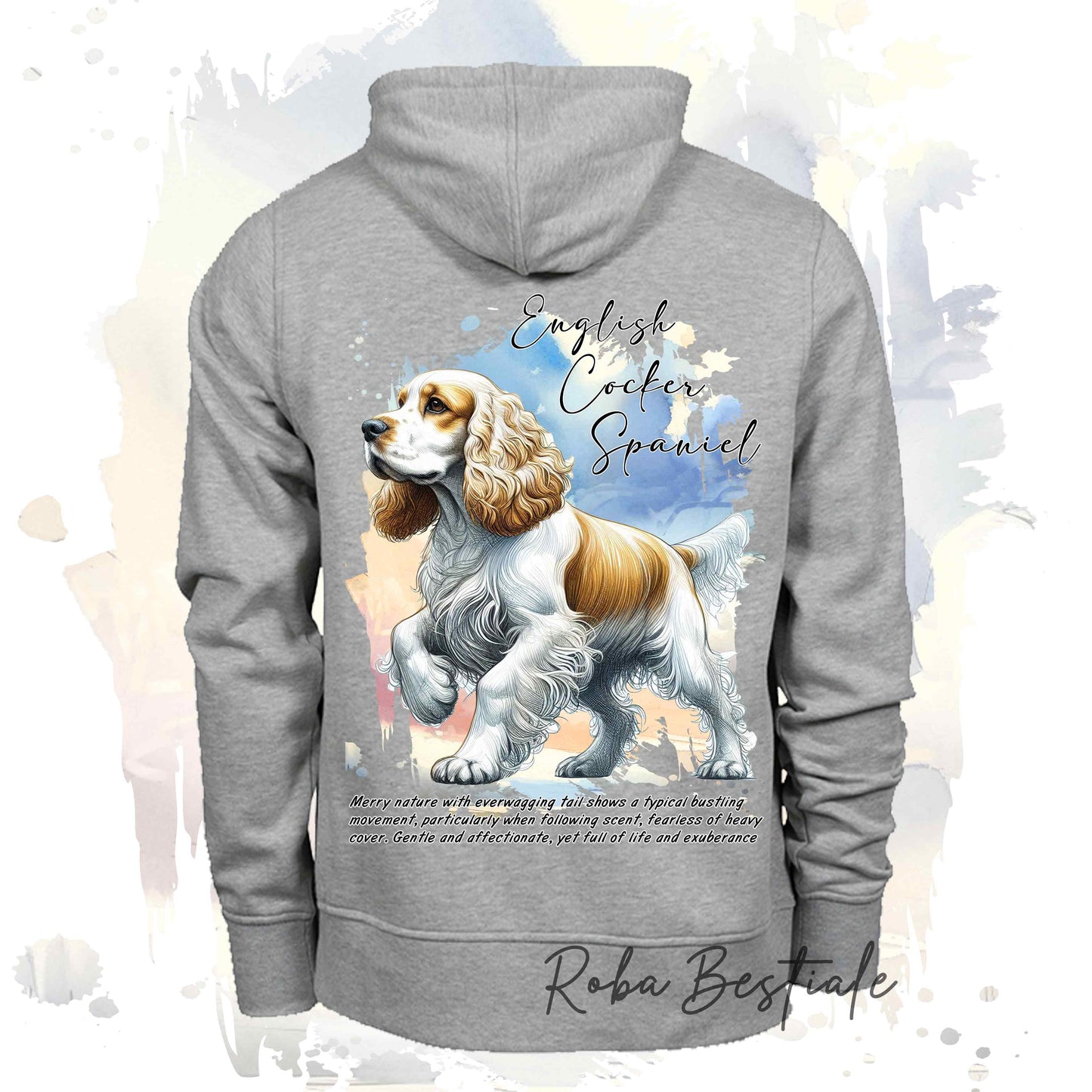 Felpa BEHAVIOR - COCKER SPANIEL INGLESE Limone e Bianco - Standard FCI - Unisex - Grigia - dalla XS alla 3XL