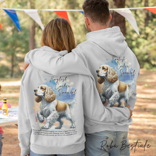 Felpa BEHAVIOR - COCKER SPANIEL INGLESE Limone e Bianco - Standard FCI - Unisex - Grigia - dalla XS alla 3XL