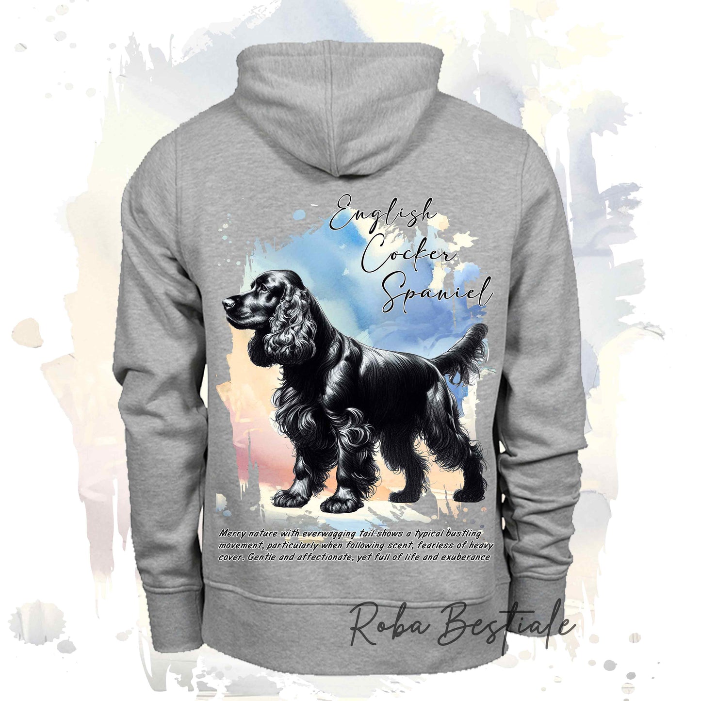 Felpa BEHAVIOR - COCKER SPANIEL INGLESE Nero - Standard FCI - Unisex - Grigia - dalla XS alla 3XL